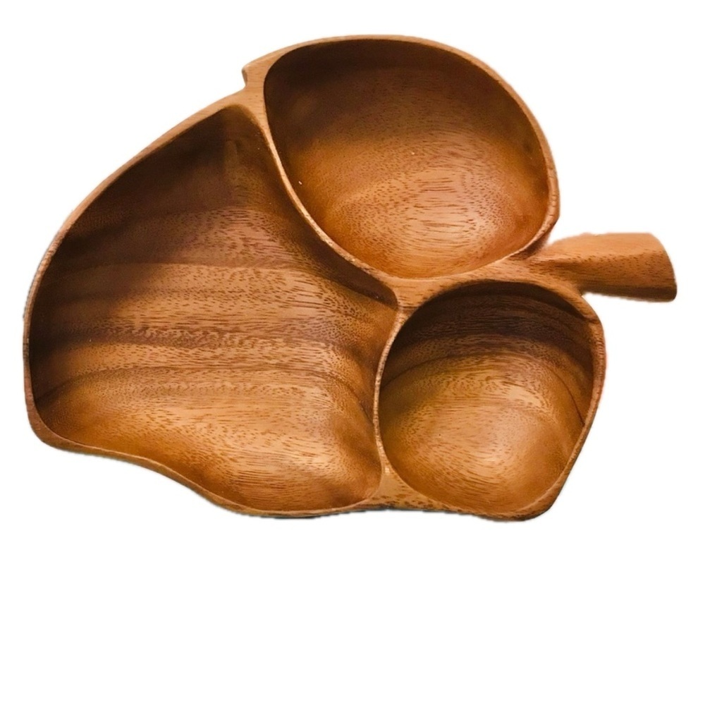 Vintage Blair Hawaii Monkey Pod Wood Leaf Bowl 70s